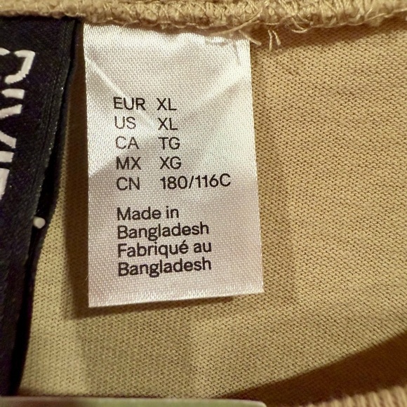 Divided H&M Women T Shirt Dress 100% Cotton Shoulder Pads Beige Dress Size XL - Picture 8 of 8